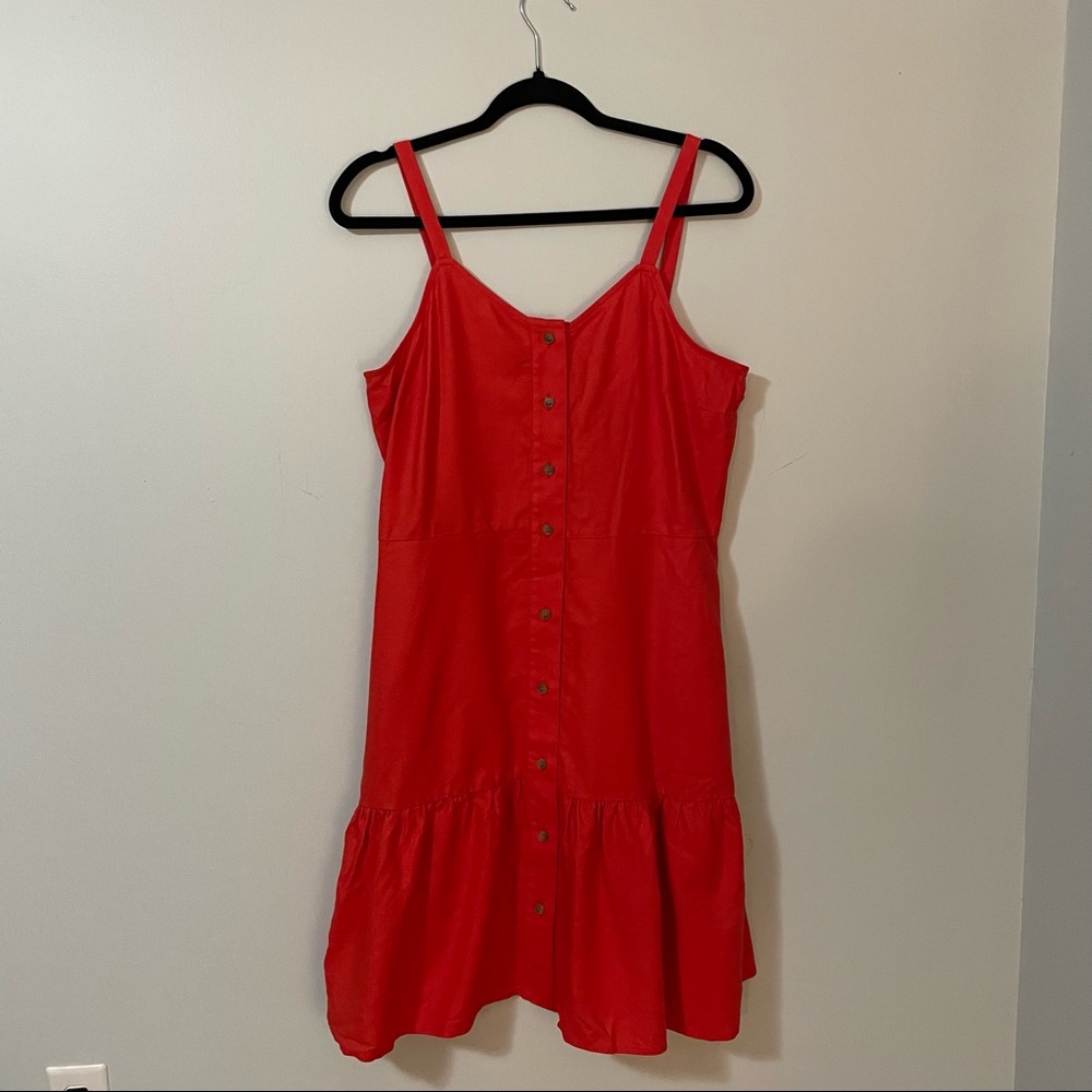 LOFT Outlet red dress with front buttons